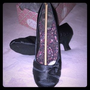 Dark Gray Satin kitten heels